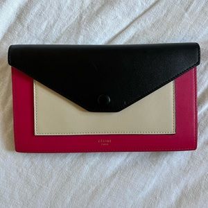 Authentic Celine black white and fuchsia wallet.